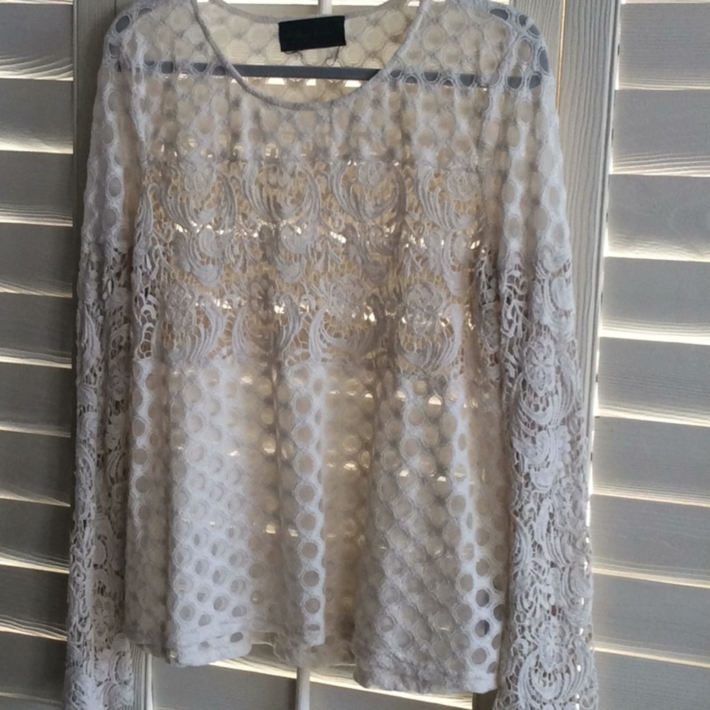 Sunday in Brooklyn ecru lace l/s top